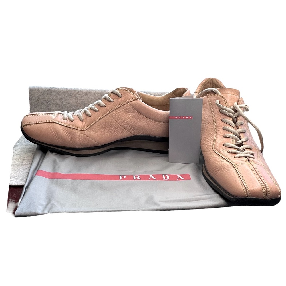 Prada - CALZATURE DONNA Leather sneakers, Ecru:color, Men size39, IOB, w/dustbag